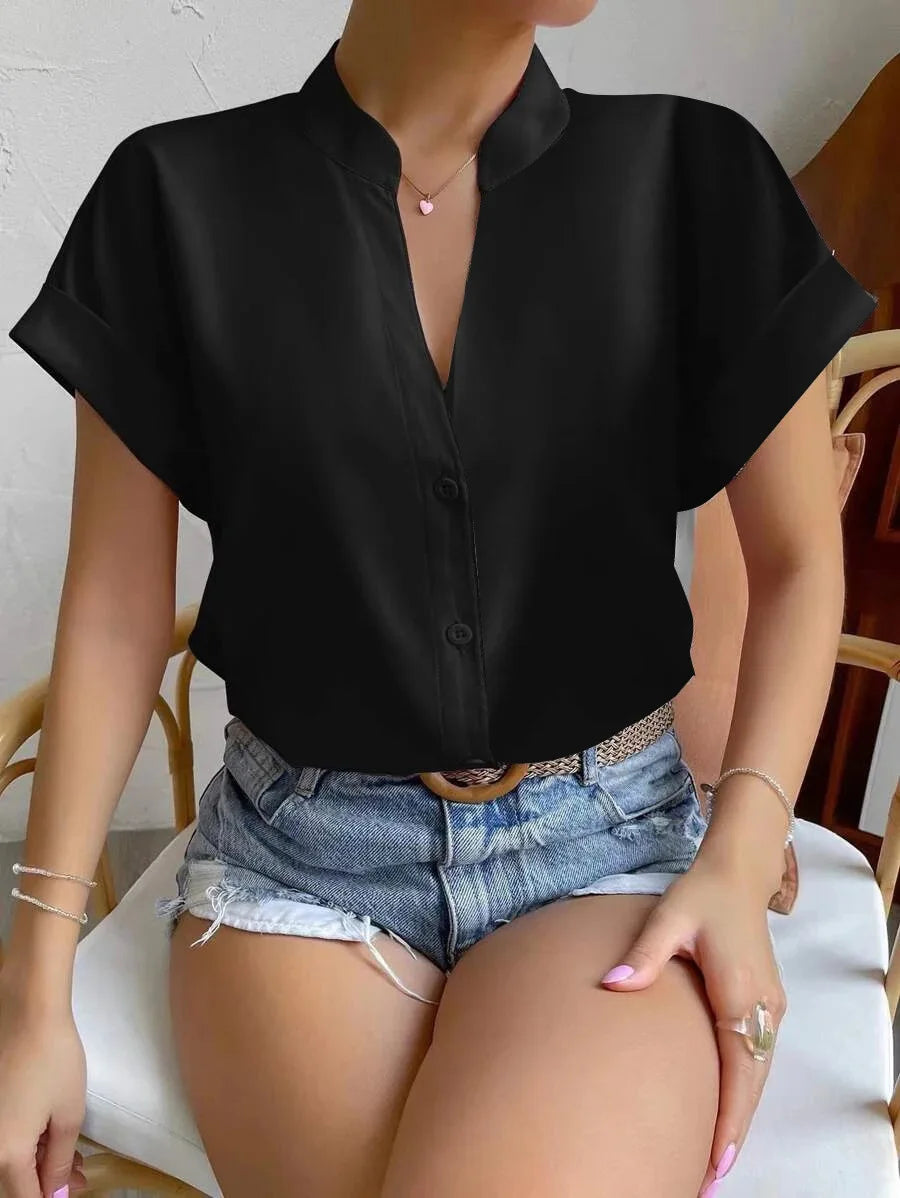 V-Neck Casual Blouse