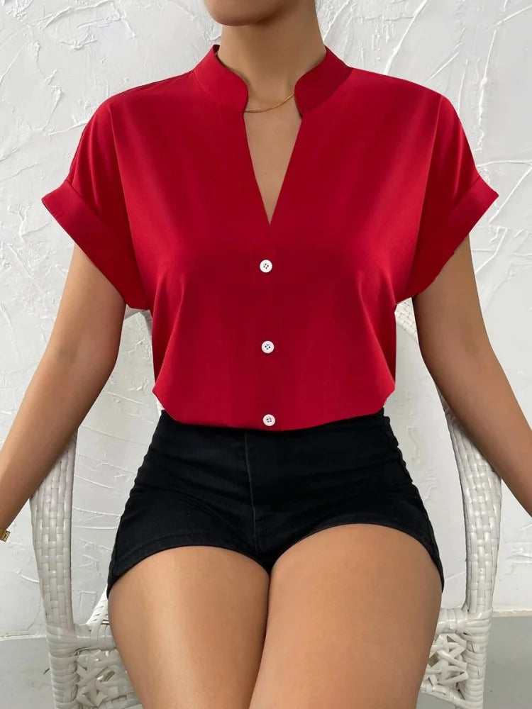 V-Neck Casual Blouse